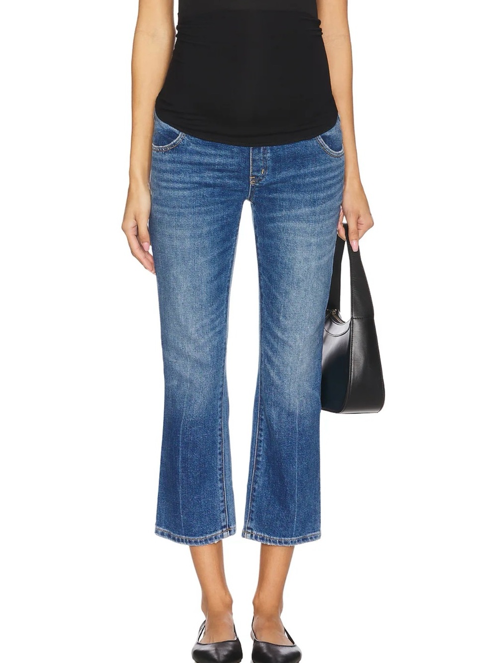 NWT Hatch The Over Bumb Straight Maternity Jeans Blue Indigo Size 30